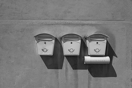mailbox, post, old, newspaper, wall, post horn, send