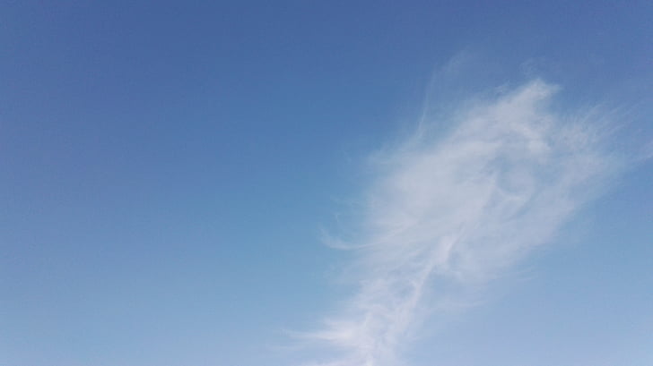 blå himmel, hvite skyens, bris, blå, natur, Vær, Air