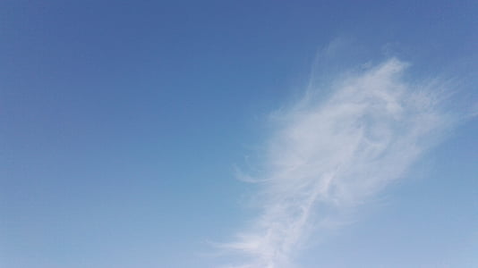 modrá obloha, bílý oblak, vánek, modrá, Příroda, počasí, vzduchu