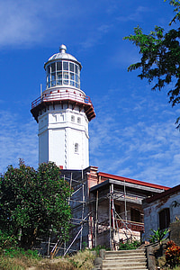 Cape borjeador, Deniz feneri, Filipinler, Kule, Ilocos, yapım aşamasında, İskele