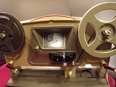 visor de, cine, película amateur, colección, archivo, película, carrete de película