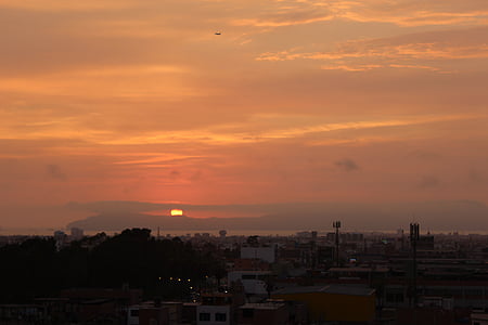 paesaggio, calce, Perù, cielo, tramonto, crepuscolo, paesaggio urbano