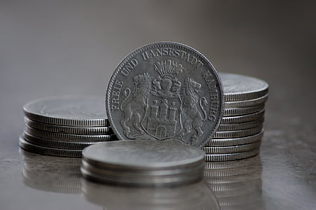 mince, staré, Německo, kov, stříbrná, numismatické