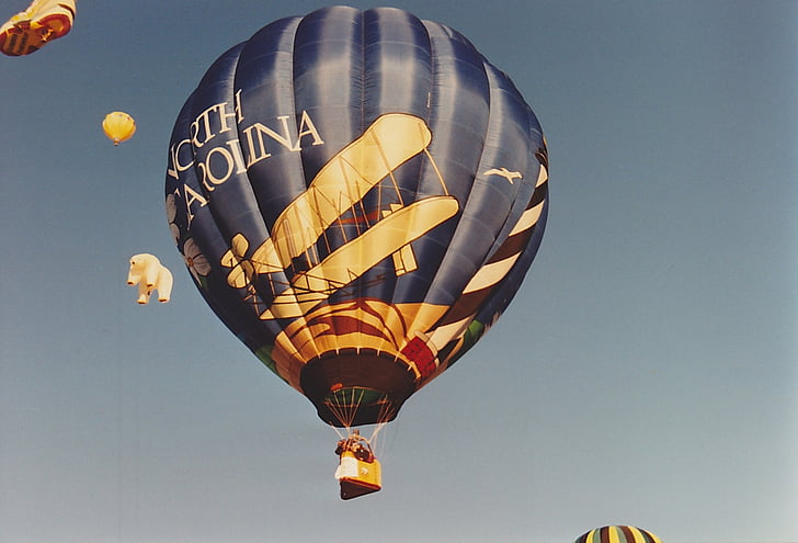 balão, colorido, vibrante, Albuquerque, aérea, céu, Carolina do Norte