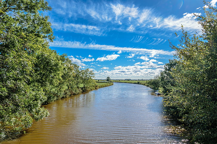 north, water, landscape, in the north, river, march, sky