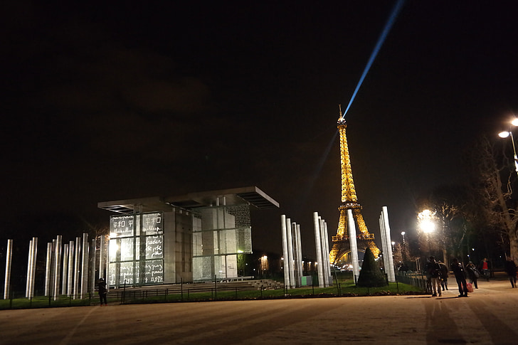 París, noche, Torre Eiffel, Europa, Francia, iluminados, romántica