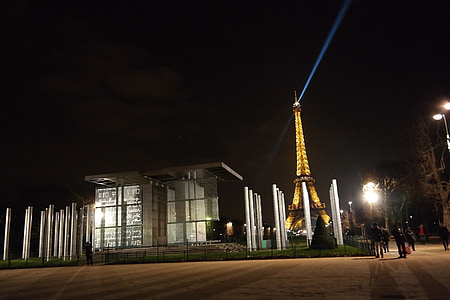 Paris, à noite, Torre Eiffel, Europa, França, iluminado, romântico