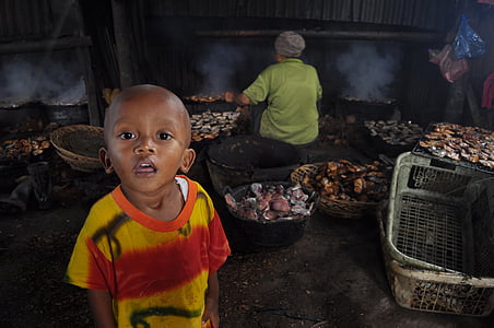 barn, Pojke, Semarang, Indonesiska, Rolig, mat, personer