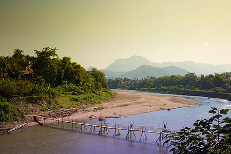 Luang prabang, Khan river, Laos, natuur, rivier, Azië, berg