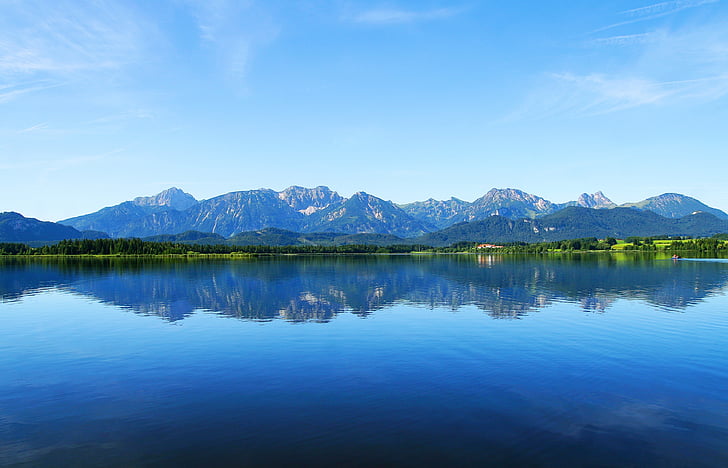Bavaria, Allgäu, jazero, hory, vody, Príroda, Nemecko