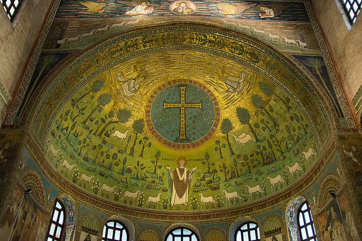 mozaika, byzantské, historicky, křesťanství, kostel, kříž, obrázek