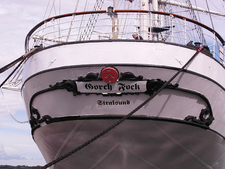 gorch fock, sailing vessel, stralsund, ship, sail, training ship