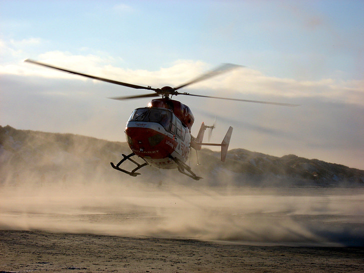 helicopter, fly, sky, beach, departure