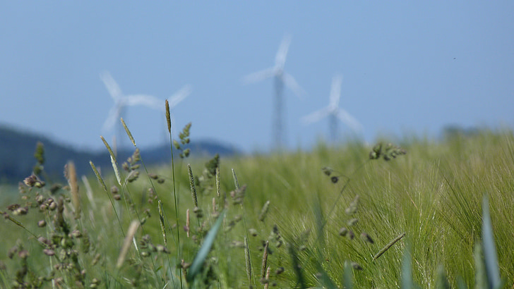 風車, windräder, 環境, 風力発電, エネルギー, 空, ブルー