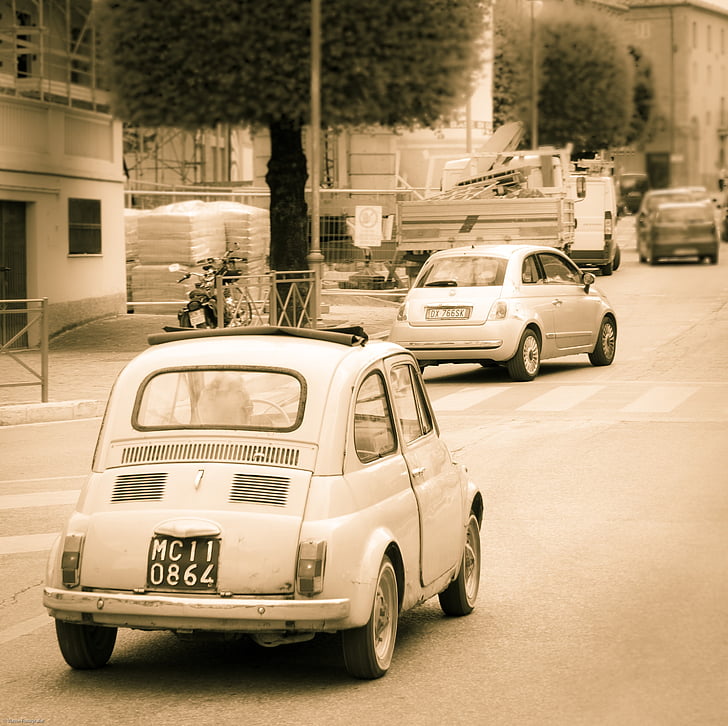 Verão, Itália, Fiat, carro, transporte, modo de transporte, veículo de terra