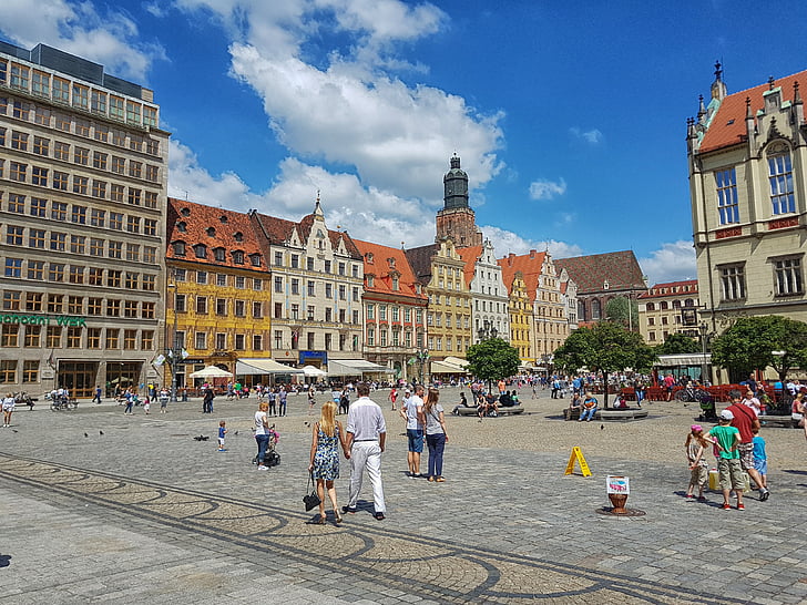 Vroclava, tirgus, town hall, skats, arhitektūra, Polija, pieminekļu