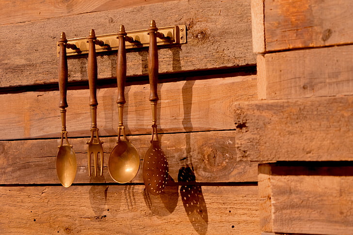 pared, cucharón de, madera, madera - material, colgante
