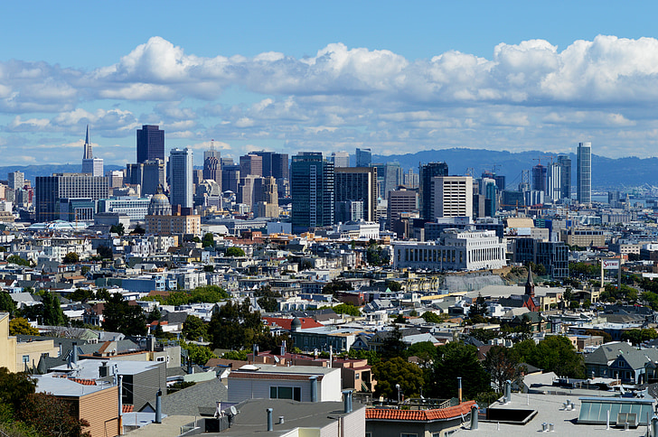 San francisco, byen, skyline, Francisco, California, Bay, bybildet