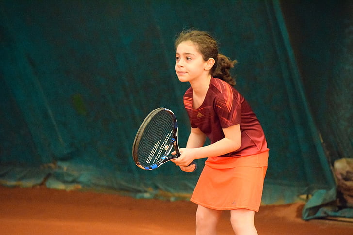 Tennis, meisje, sport, racket, actie, atleet, sport