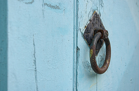manija de puerta, oxidado, puerta, antiguo, antigua, hierro