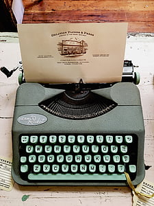 typewriter, teal, hermes, rocket, oblation, papers, press