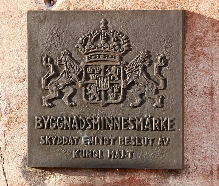plaque, monument verklaard, oude, metalen plaat