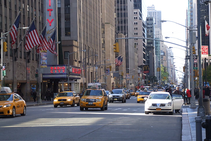 New York-i, város, taxi, Sky, Amerikai, utca, NewYork