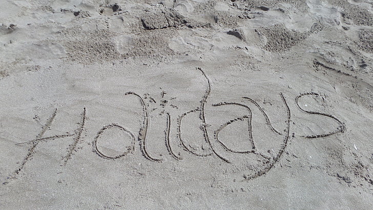 Holiday, Beach, tenger, homok, írás, betűk, nyári