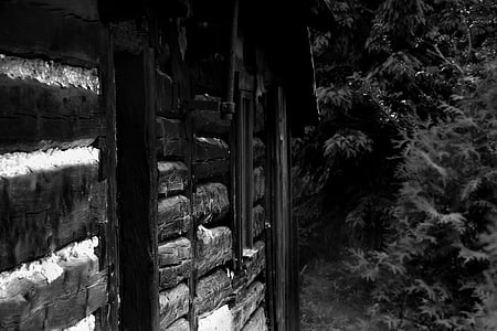 black and white, house, the wooden building, old house, wooden architecture, architecture, cottage