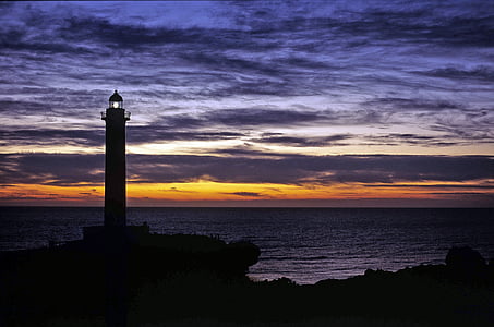Lighthouse, svetlo, tmavé, tma, súmraku, čierna, Farba