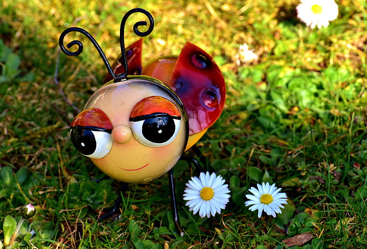 Mariquita, metal, colorido, Lucky ladybug, Escarabajo de la, metálicos, jardín