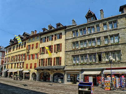 Chambéry, Franciaország, város, városok, városi, épületek, építészet