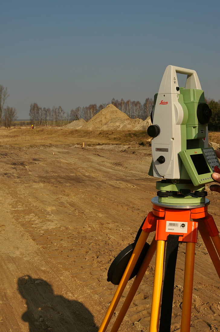 surveyor, geodesy, total station, theodolite, tripod, construction Site, equipment
