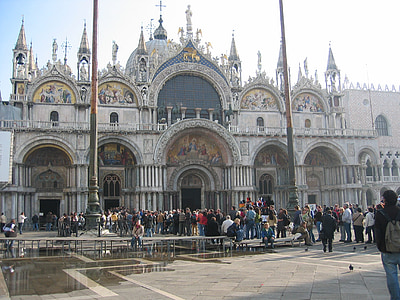 San Marcoplein, Doge, Venetië, Italië, menselijke slang, wachten, kerk