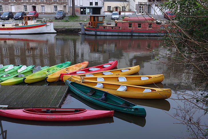 canoe, river, colors, nantes