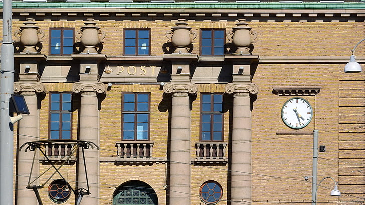 Gothenburg, o clădire istorică, detaliu, oficiu postal, Suedia