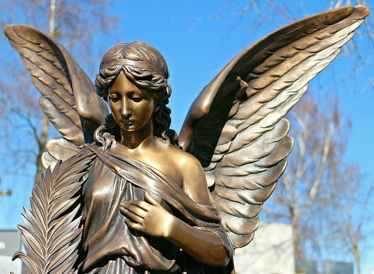 estátua, escultura, bronze, anjo, harmonia, Figura, asa