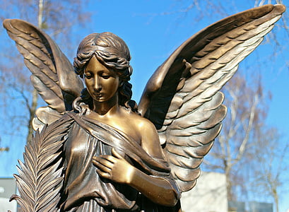 patung, patung, perunggu, Malaikat, harmoni, gambar, sayap