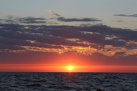 ocean, sunset, yacht, atlantic, sea, nature, sky