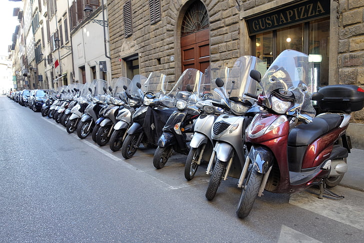 Florence, Italie, vélos, rue, Dolce vita