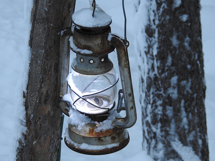 lys, lampe, lanterne, sne, vinter, Lapland, Finland