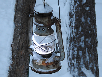 luce, Lampada, Lanterna, neve, inverno, Lapponia, Finlandia