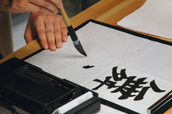 persona, pintura, xinès, text, blanc, impressió, document