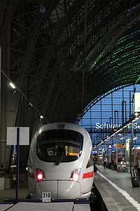 estació de tren, Frankfurt, tren, gel, Deutsche bahn, concurrència, estació remota