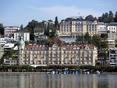 Hotel, Lucerne, historiallisesti, Palace, Hotelli Hotel palace, Luxury, Matkailu