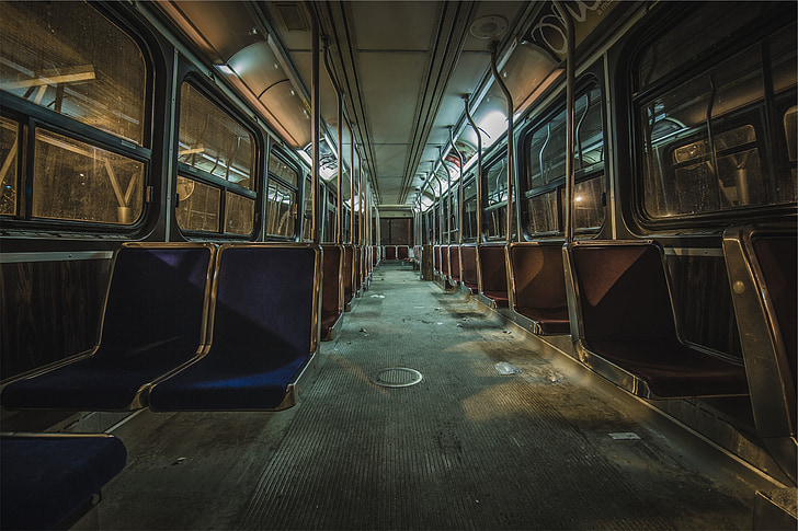 bus, seats, transportation, public transport, urban, empty, old