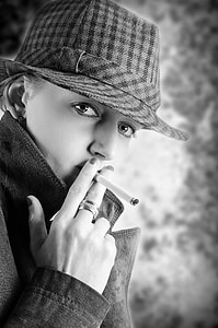 Rauch, junge, menschlichen, Modell, Erwachsenen, Menschen, Zigarette