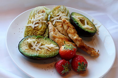 kylling, avokado, hjertet salat, mat, gourmet, måltid, plate