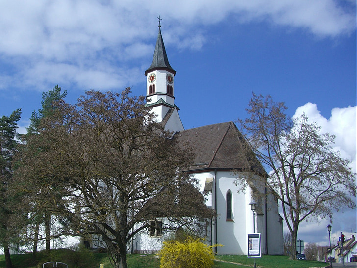 Kościół Leonhard, Kościół, Leonhard, Langenau, budynek, Architektura, Wieża