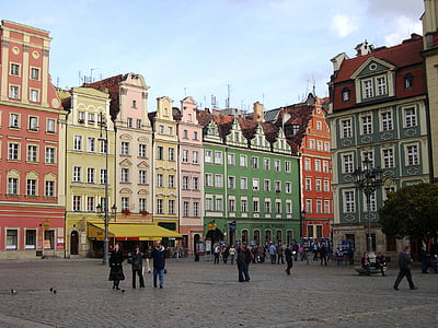 Wroclaw, Lengyelország, piac, Rynek, építészet, Európa, az emberek
